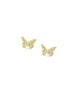 14K Gold Dotted Crystal Butterfly Studs