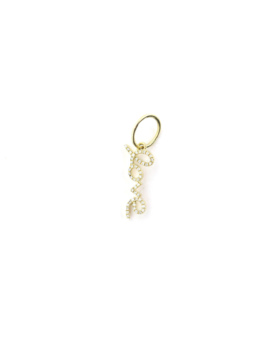 14K Gold Mini Cursive Diamond Love Charm