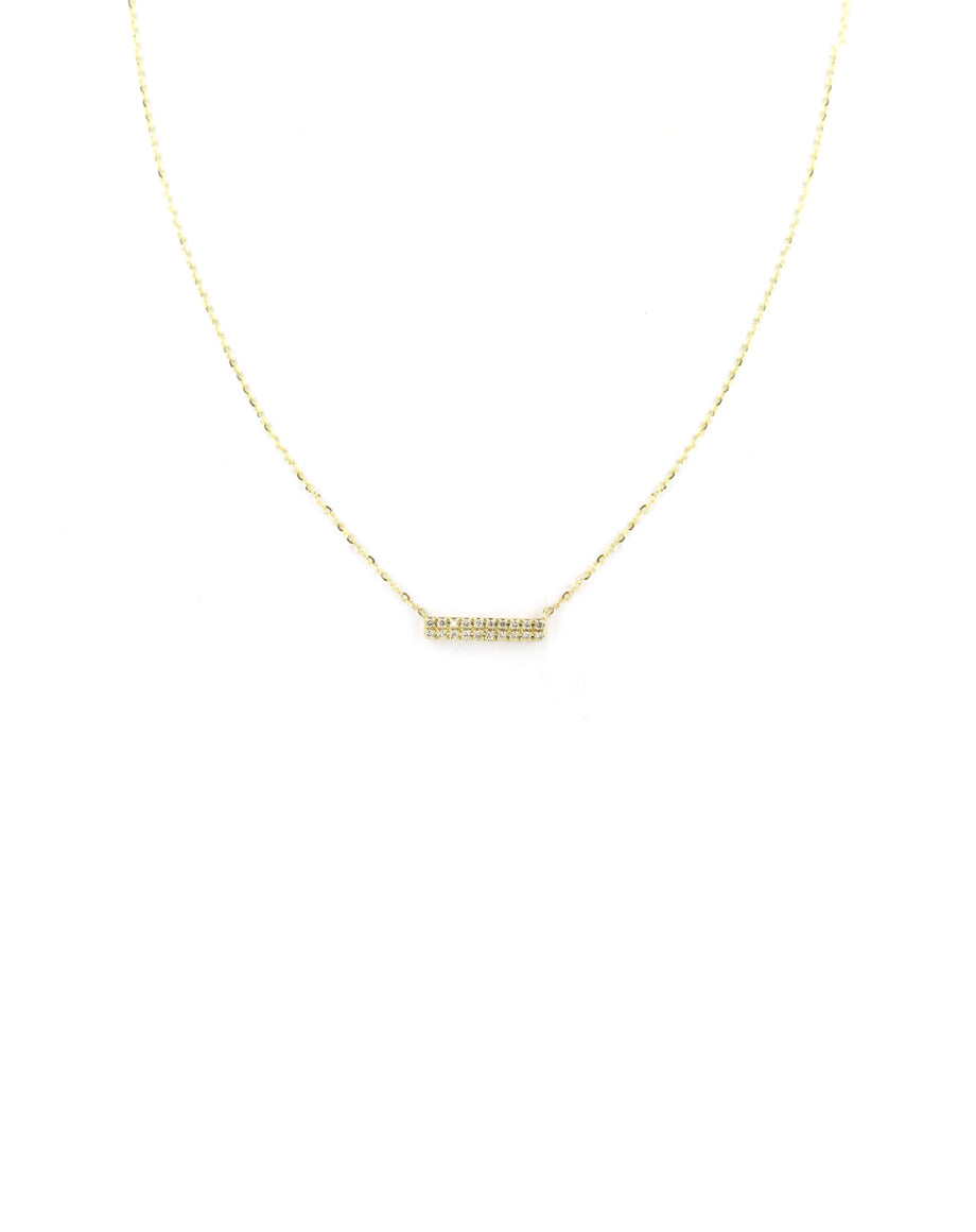 14K Gold Mini Diamond Bar Necklace