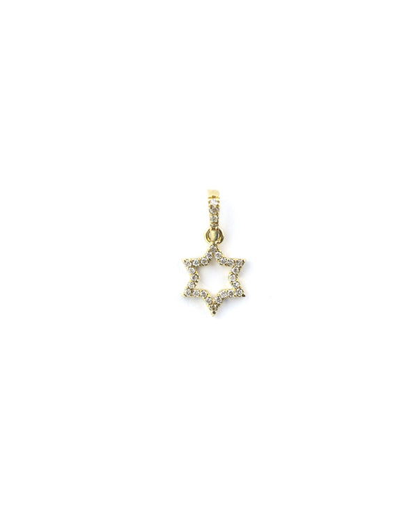 14K Gold Open Star of David Diamond Charm