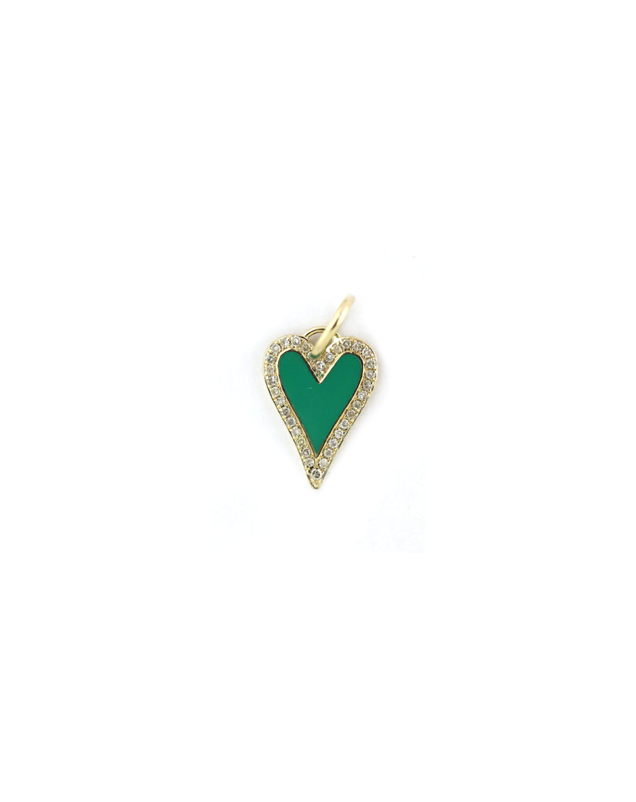 14K Gold Kelly Green Enamel Heart Charm