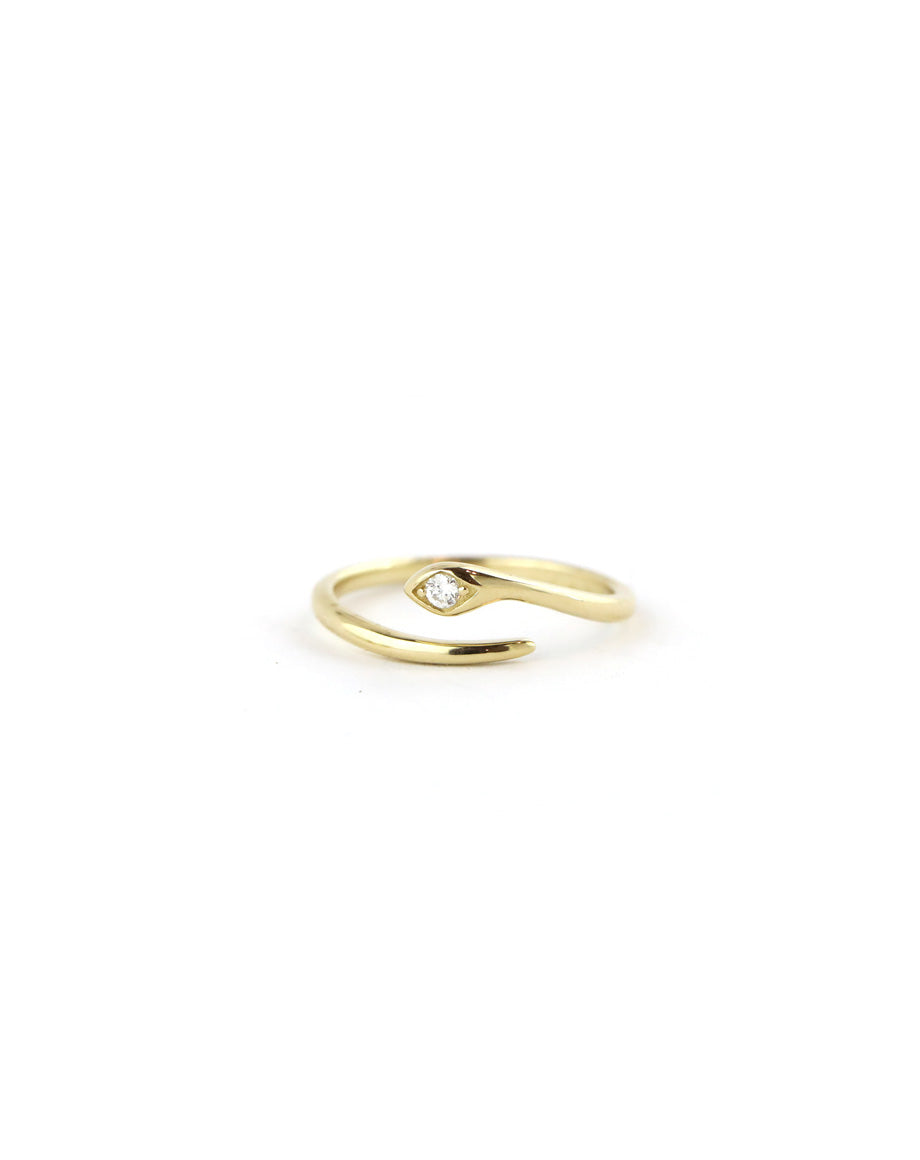 14K Gold Diamond Eye Snake Ring