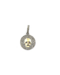 14K Shiny Gold Silver Diamond Skull Coin Charm