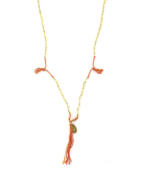 Chan Luu Long Gold Coral Tassel Necklace