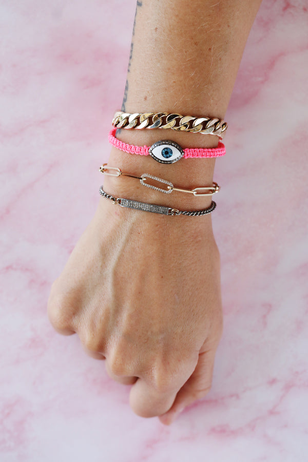 Diamond Cosmic Eye Bracelet: Pink Thread