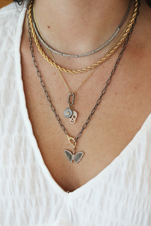 14K Gold Diamond Skull Charm