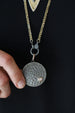 14K Rose Gold & Silver Hammered Coin Pendant with Polki Diamond