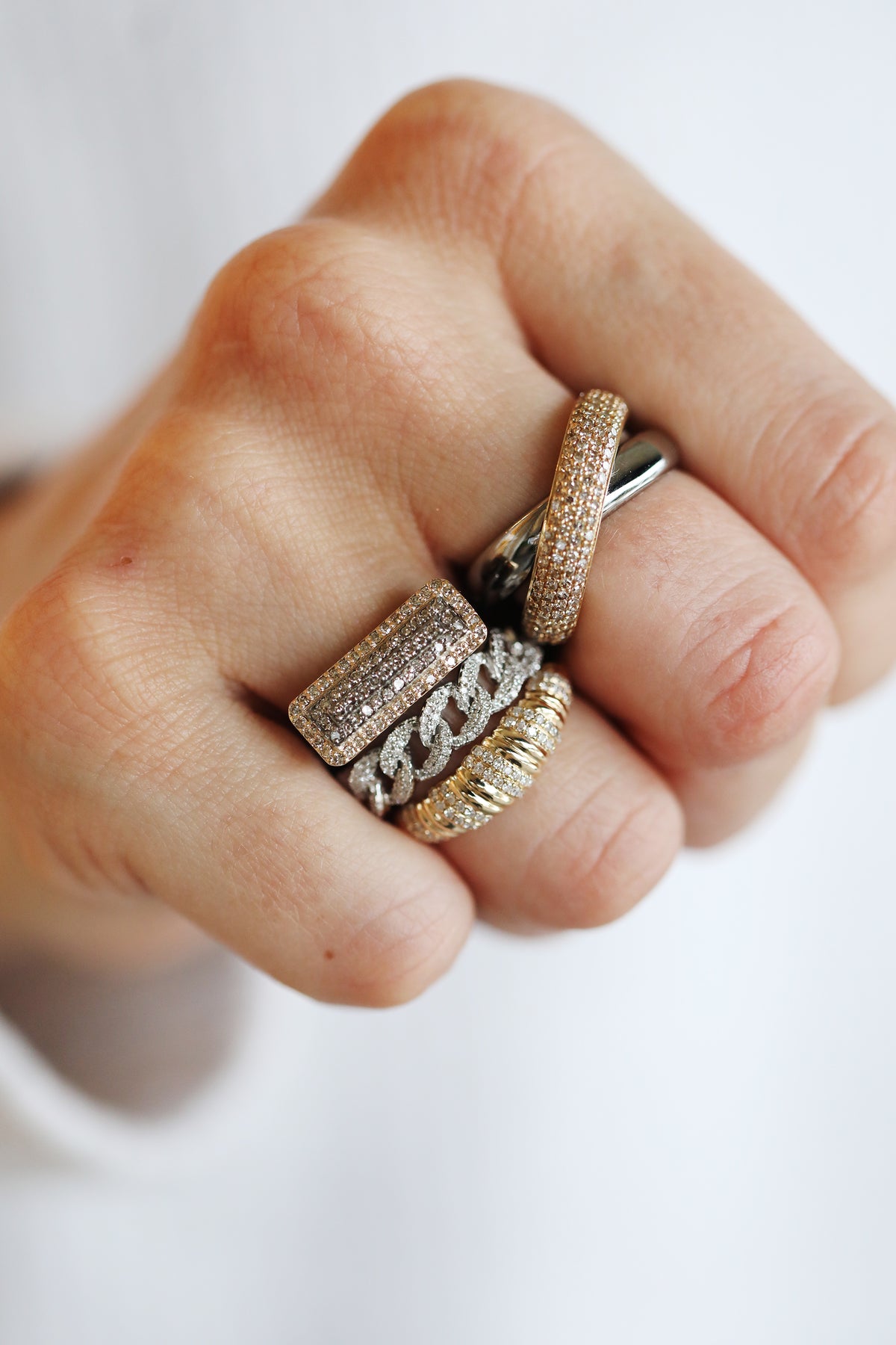 Small Diamond Stacking Rings Small 14K Gold Landa Diamond Stack Ring - Diamond Stacking Rings – J. Landa