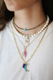 14K Gold Small White Enamel Lightning Bolt