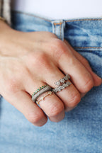 Silver Mix Diamond Shape Wrap Ring