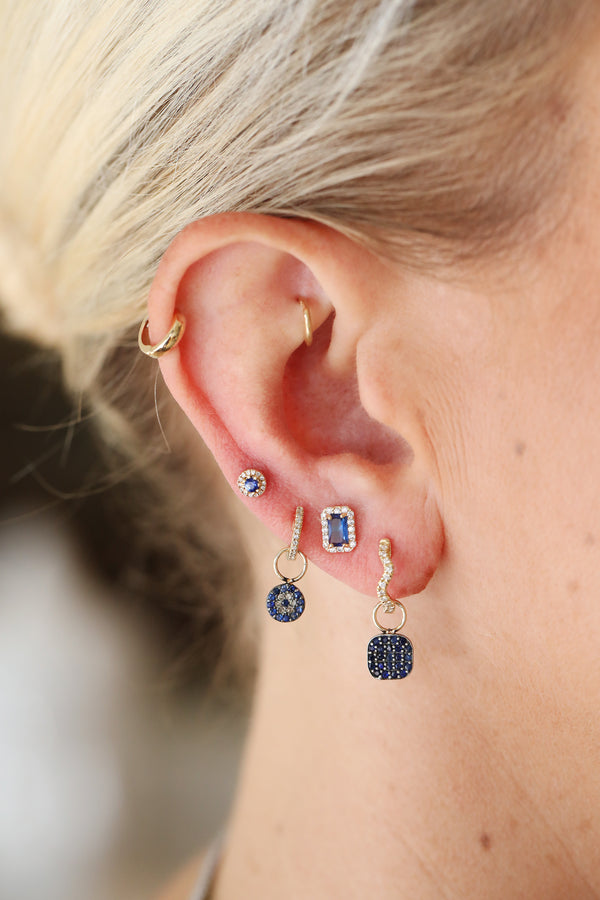 Blue Sapphire Diamond Evil Eye Ear Charm