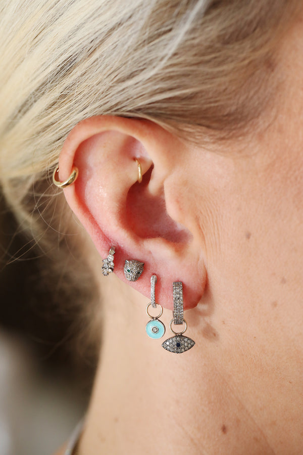 Mini Pave Diamond Sapphire Dot Evil Eye Ear Charm