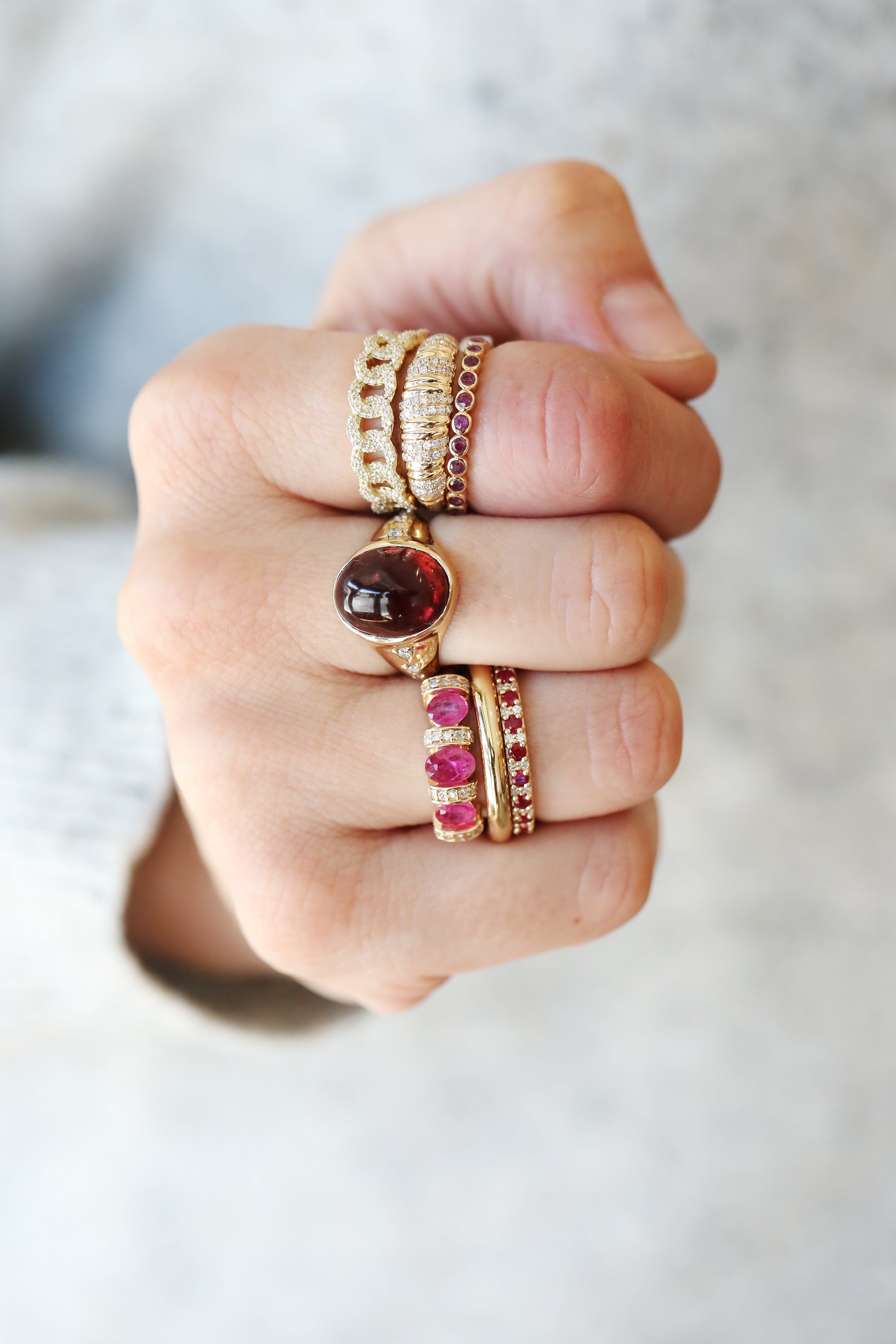 14K Gold Alternating Ruby Diamond Eternity Ring