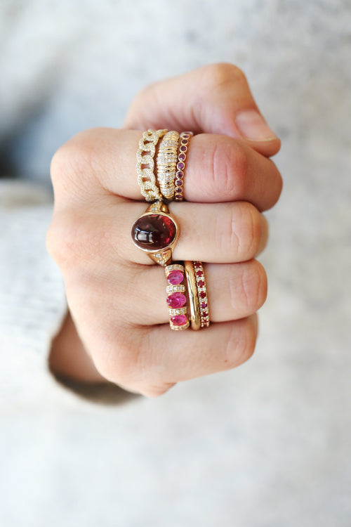 14K Gold Alternating Ruby Diamond Eternity Ring