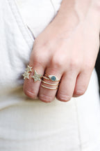 14K Gold Sapphire Diamond Evil Eye Ring