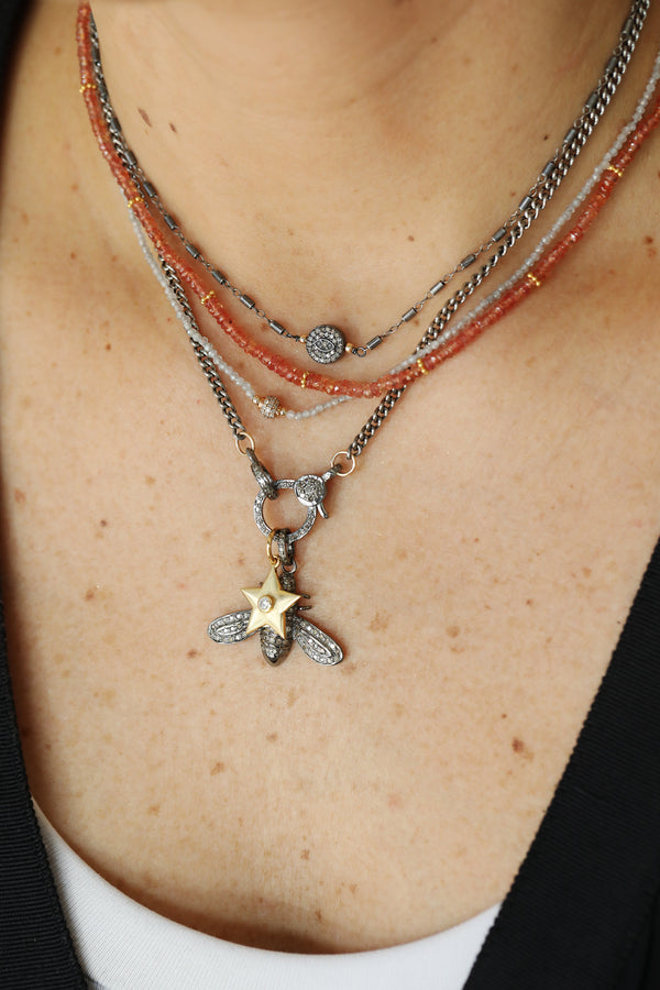 Diamond Evil Eye Silver Tube Chain NecklaceDiamond Evil Eye Silver Tube Chain Necklace