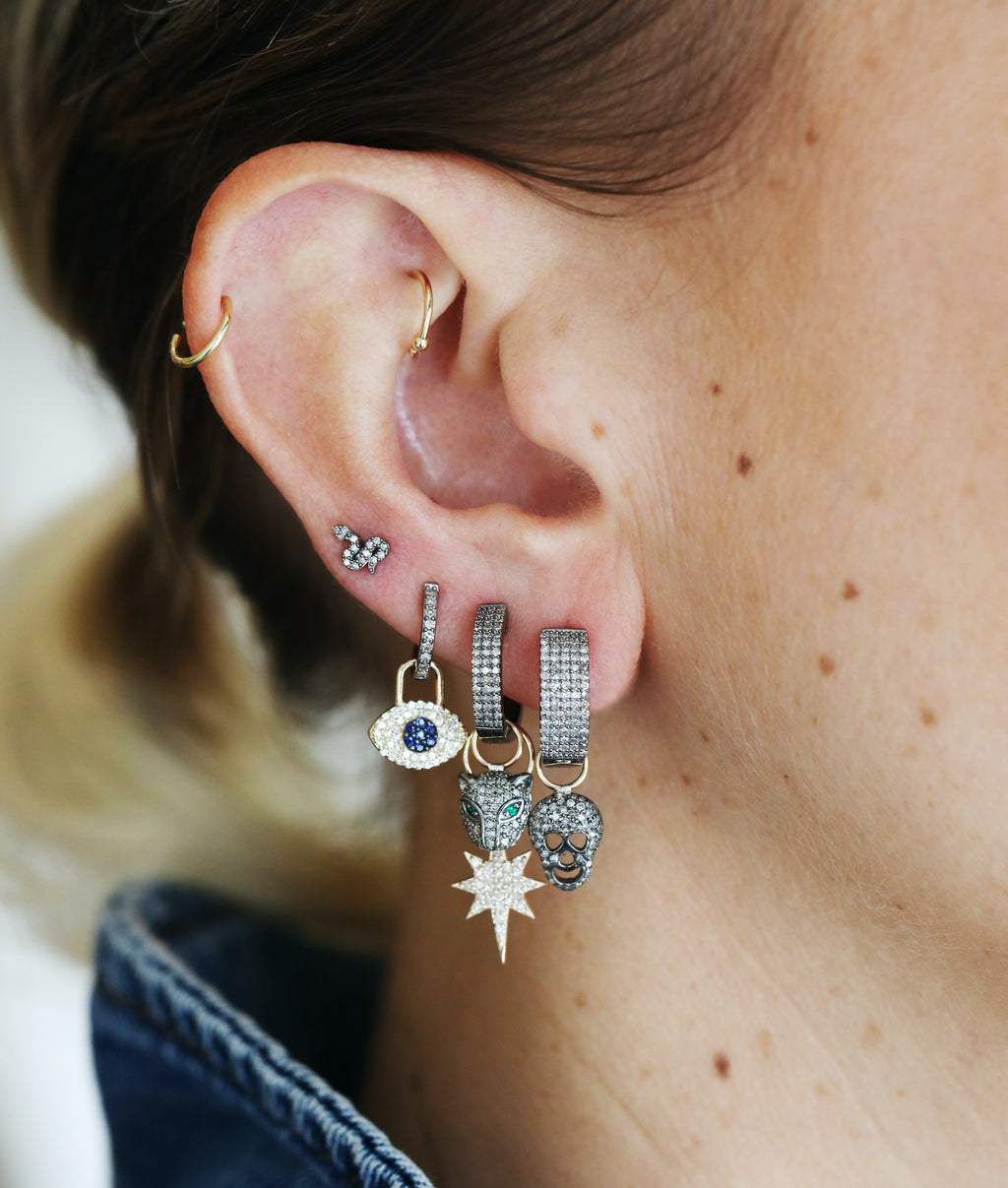 14K Gold Diamond Evil Eye Ear Charm