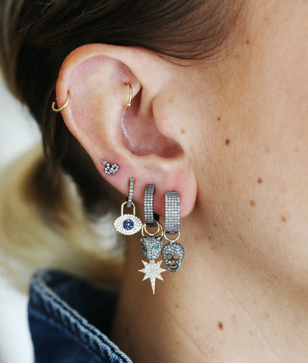 14K Gold Diamond Evil Eye Ear Charm