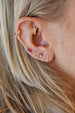 14K Gold Pink Crystal Mix Shape Studs