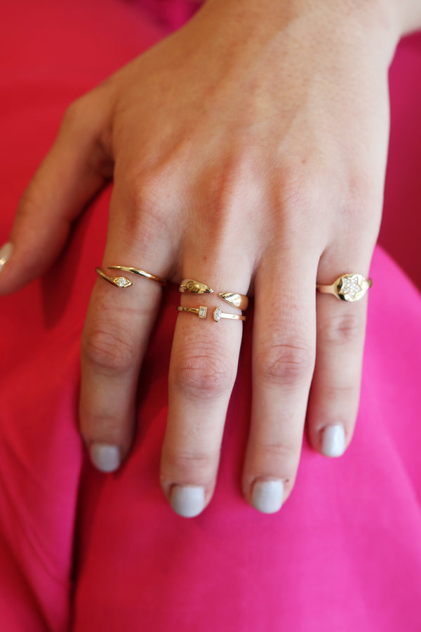 14K Gold Baguette & Marquise Diamond Ring