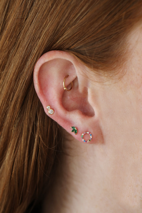 14K Gold Rainbow Open Circle Studs