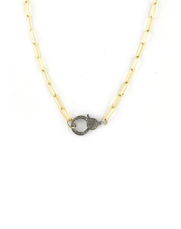 Glitter Enamel Sideways Paper Clip Necklace in 14K Gold | Zales Outlet