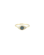 14K Gold Sapphire Diamond Evil Eye Ring