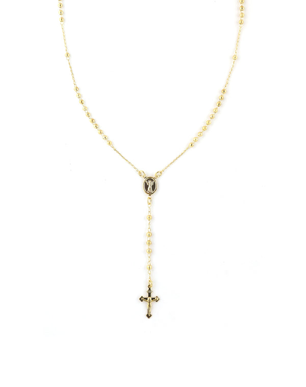 Gold Beaded Rosary Necklace