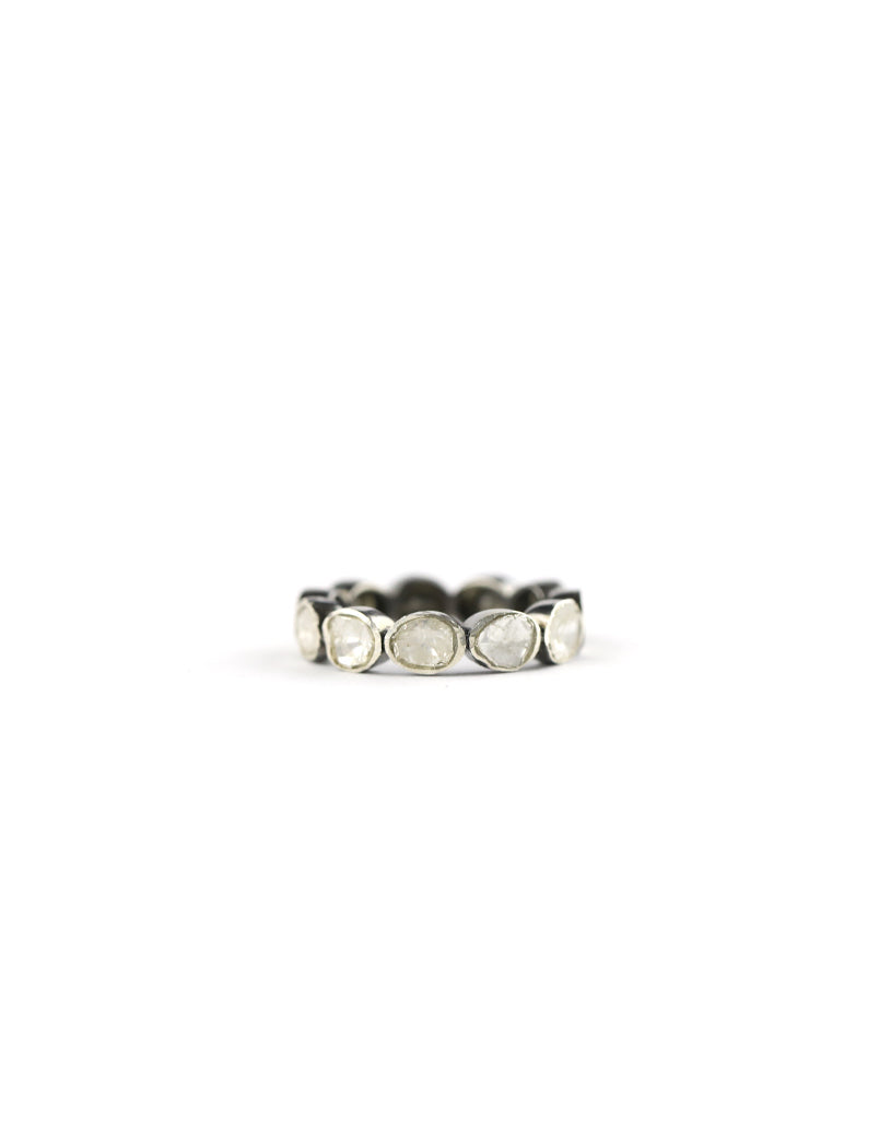 Silver Polki Diamond Eternity Ring