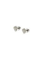 Tiny Diamond Silver Skull Studs