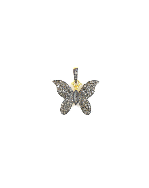 Two Toned Diamond Butterfly Pendant