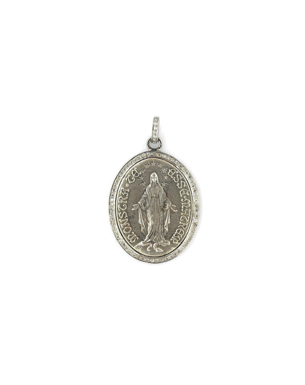 Diamond Virgin Mary Miraculous Coin Pendant