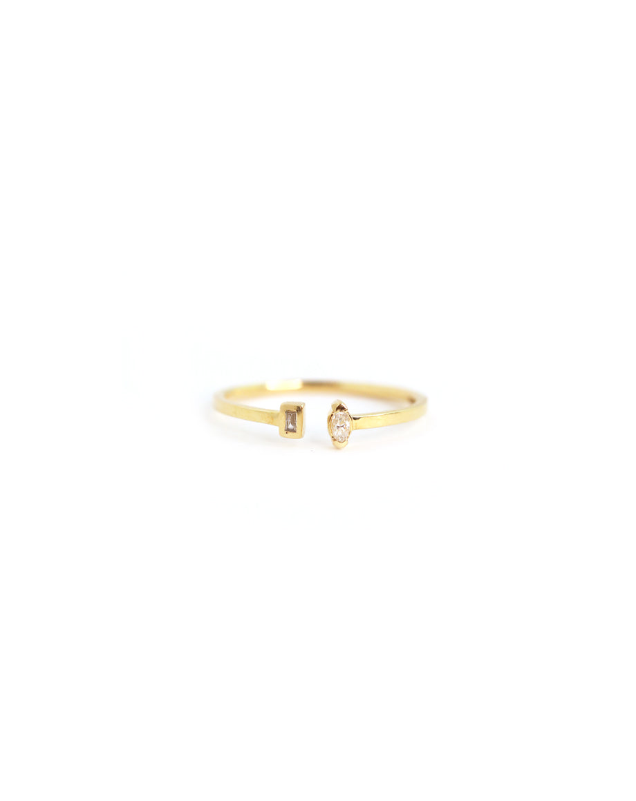 14K Gold Baguette & Marquise Diamond Ring