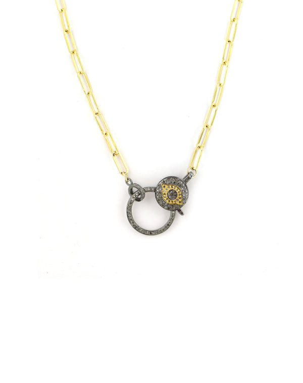 The Big Good Eye Lock Necklace: Gold Paper Clip Chain