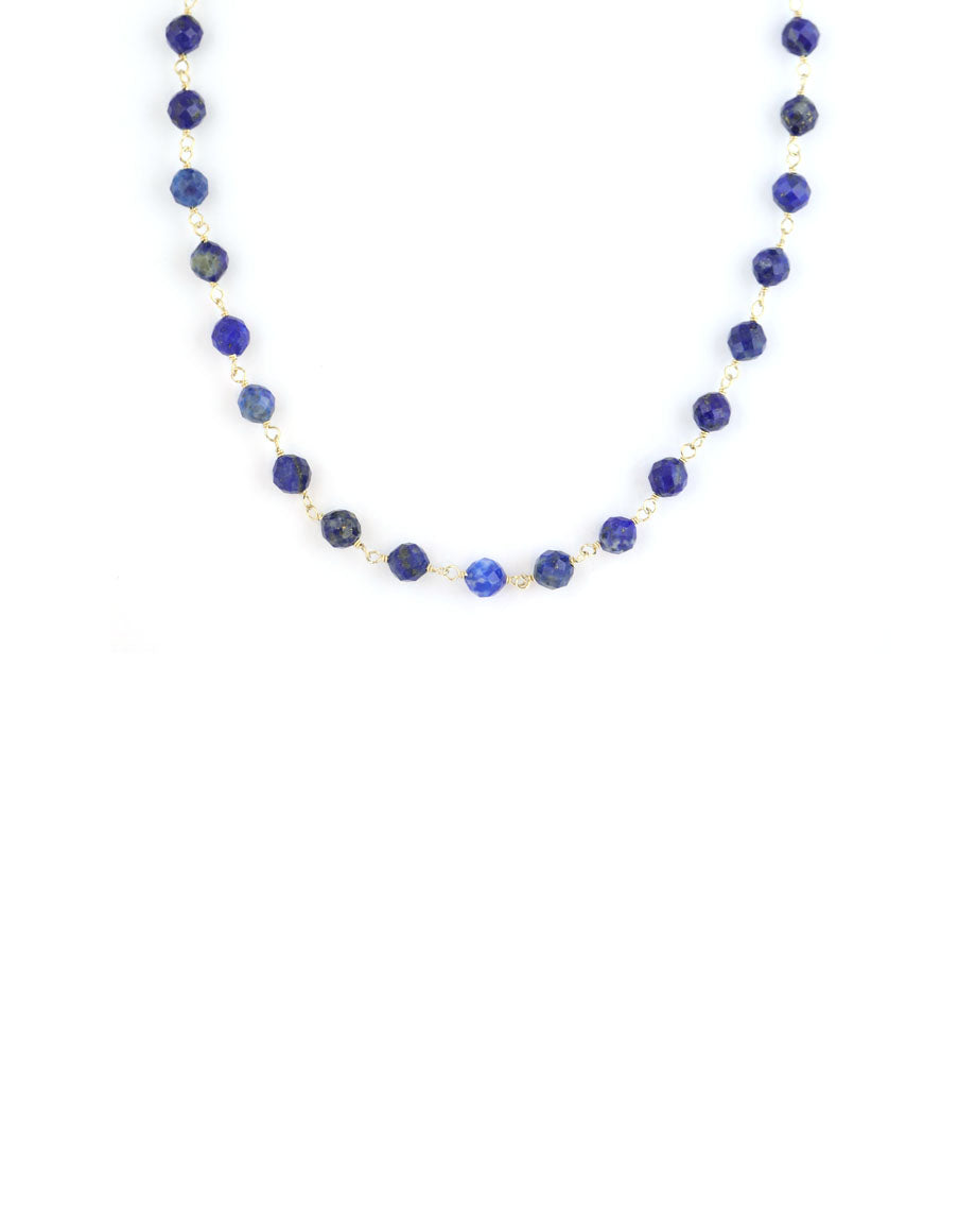 The Tin Cup Necklace: 5mm Faceted Lapis