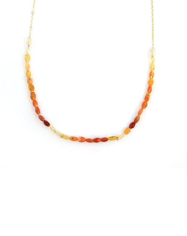 Faceted Tube Carnelian Necklace