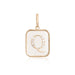 14K Gold Rectangle Clear Crystal Initial Charm