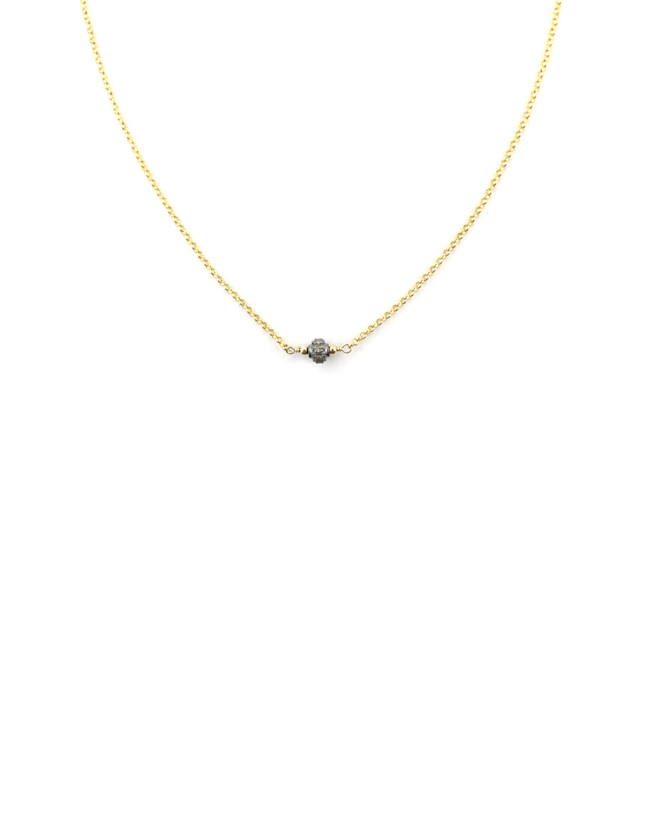 Gold Filled Rollo Silver Diamond Ball Necklace