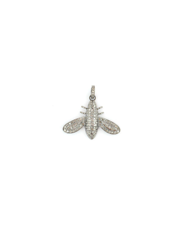Medium Silver Diamond Bee Pendant