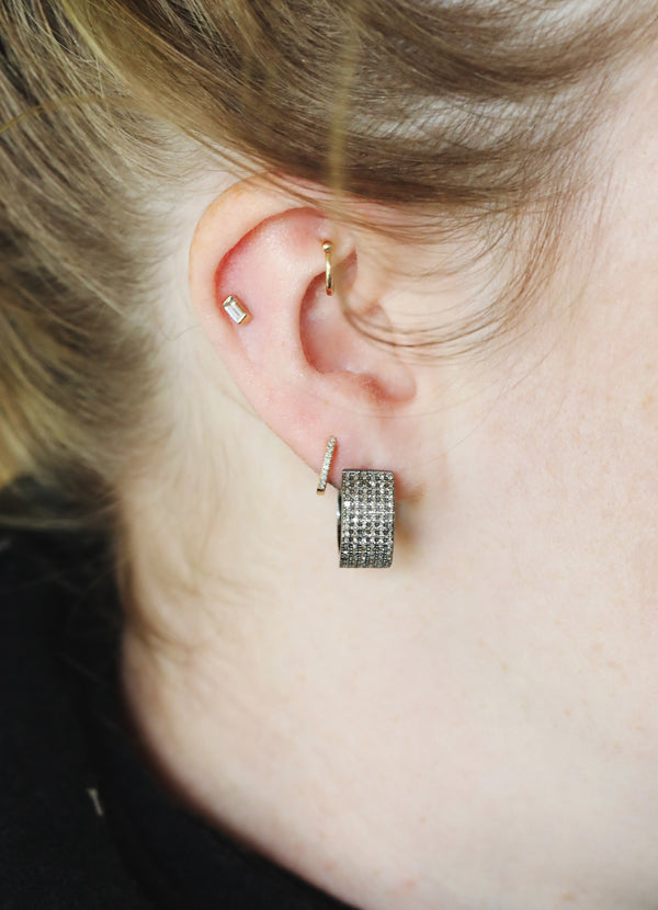 XL Pave Diamond Huggie hoop earrings