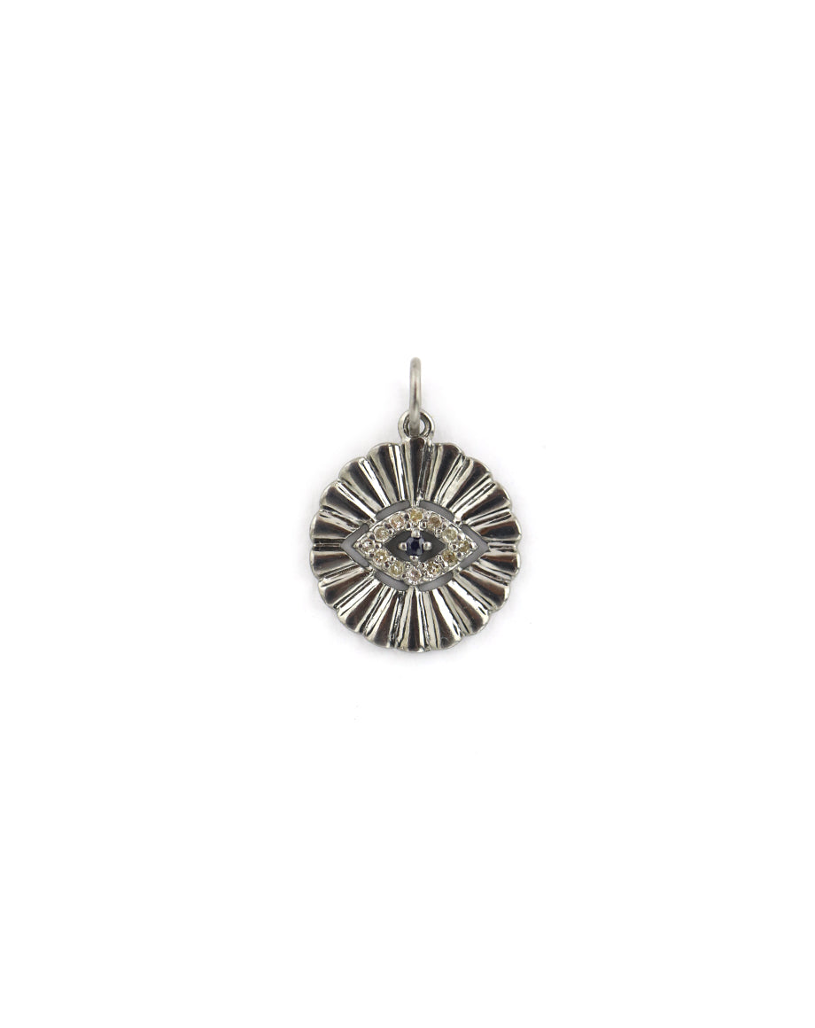 Small Silver Fanned Evil Eye Coin Charm