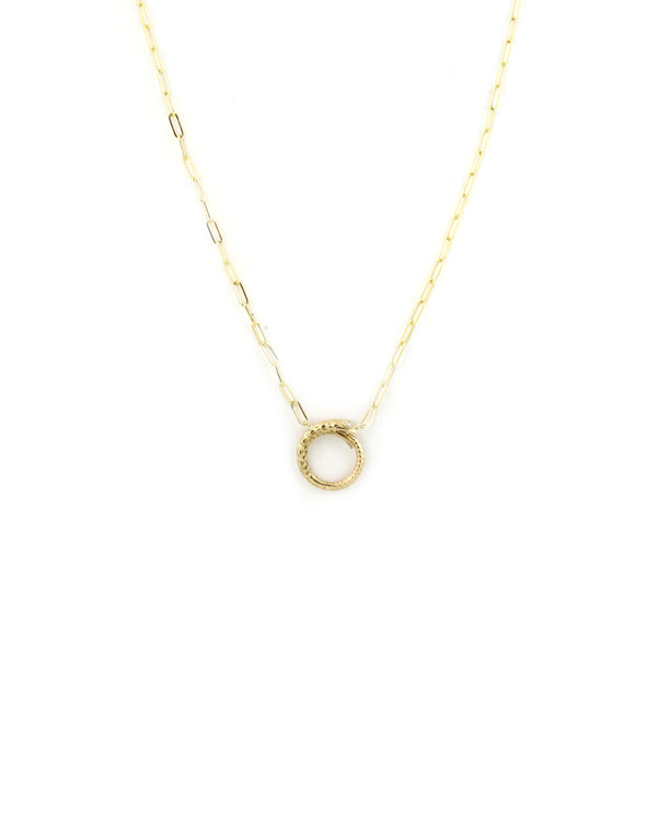 14K Gold Rima Snake Lock Necklace: Gold Paper Clip