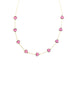 14k Gold Hot Pink Heart Station Necklace