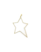 14K Gold Large Open Diamond Star Charm