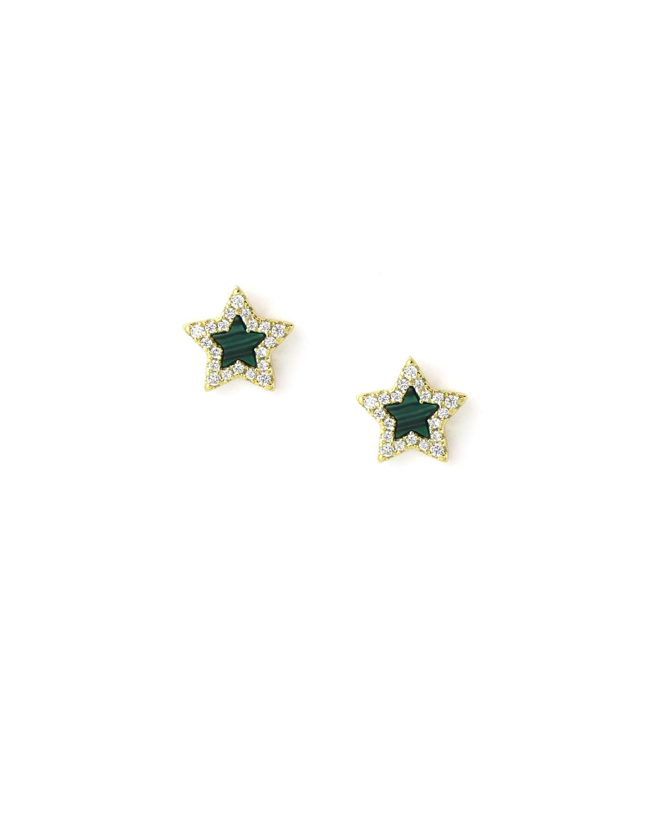 Small Malachite Crystal Star Studs