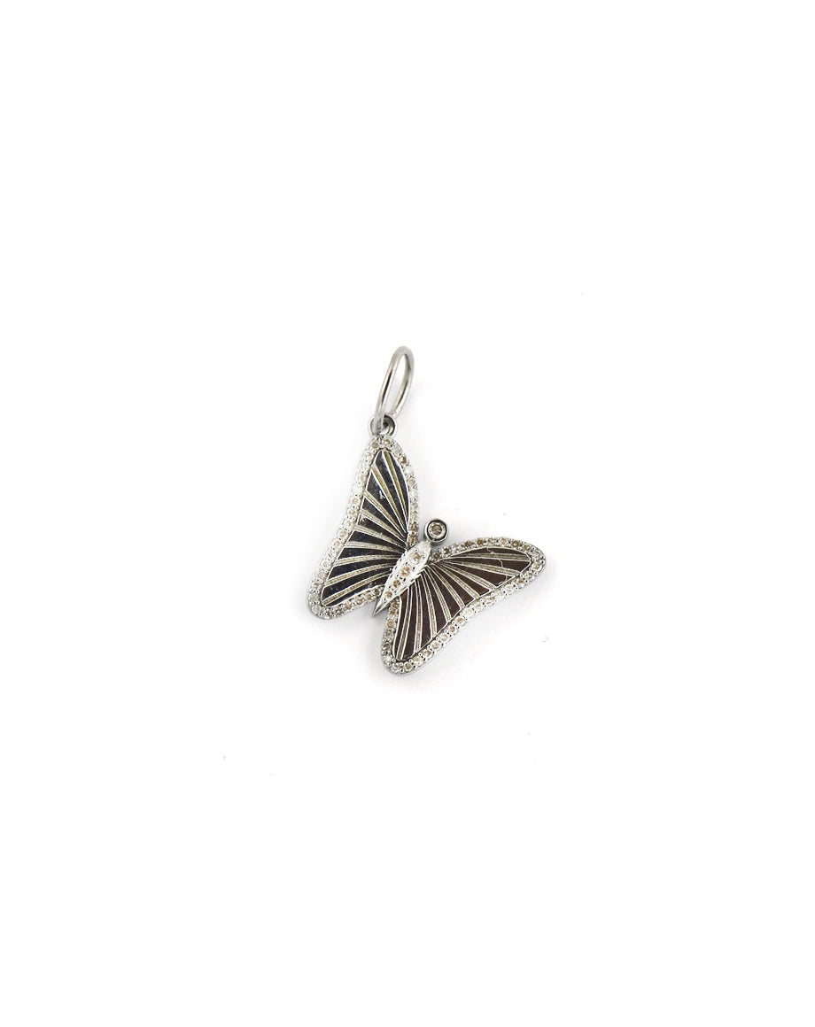 Silver Diamond Frame Butterfly Charm