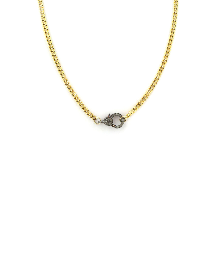 The Mini Eva Lock Necklace - Gold Curb Link Chain