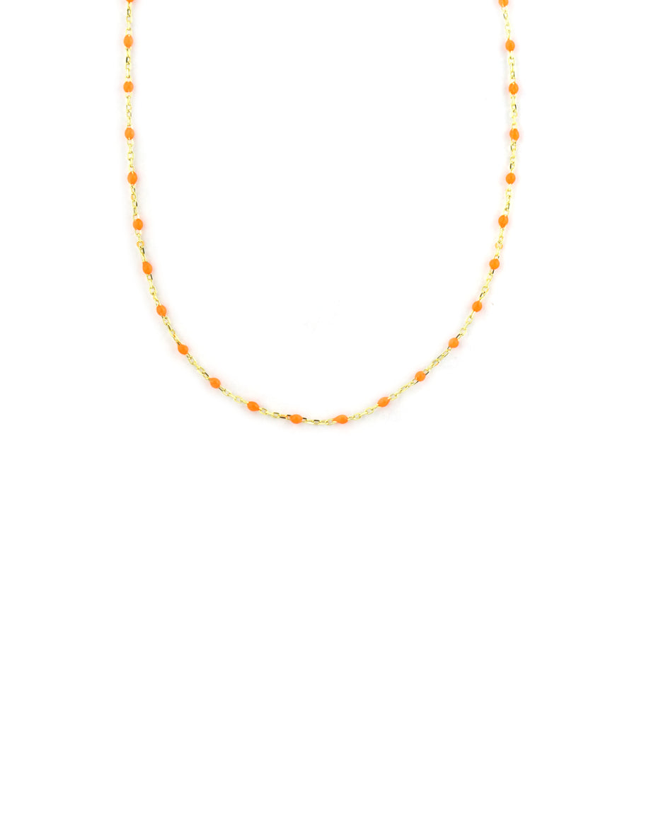 Orange Enamel Tin Cup Necklace