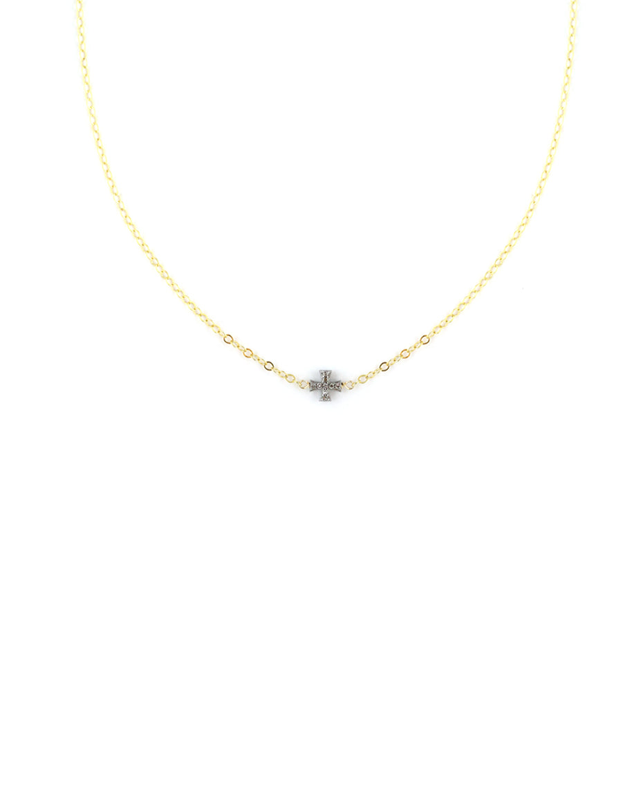 Dainty Pave Diamond Cross Necklace