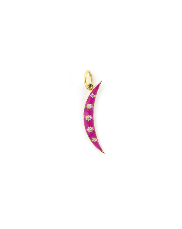 14K Gold Small Pink Crescent Moon Charm
